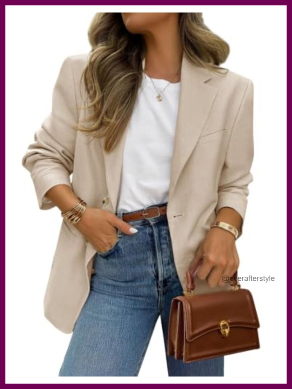 Women's Open Front Blazer with Pockets Business Casual Fitted